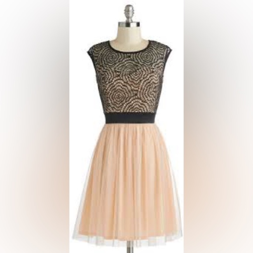 ModCloth Starlet's Web Turquoise Tulle Black Lace Fit-and-Flare Dress - Picture 14 of 16